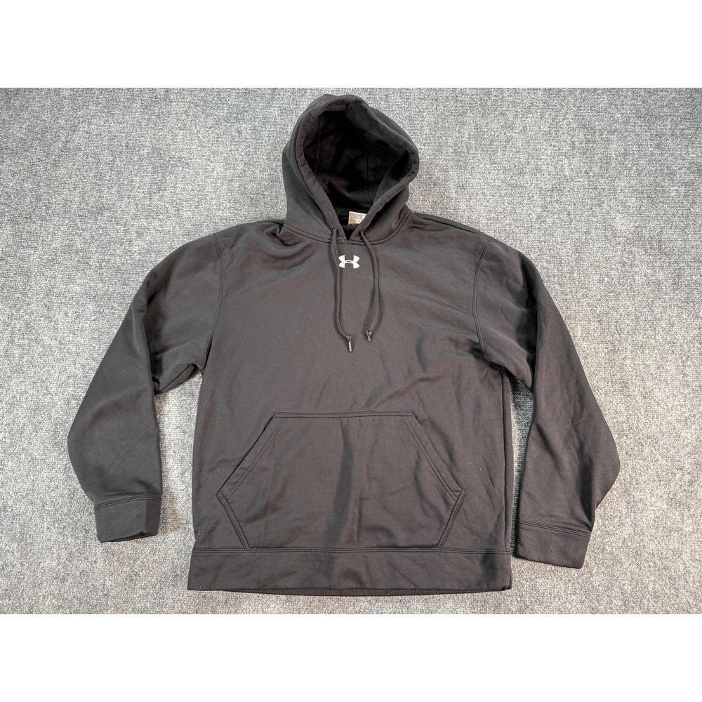 Under Armour Hoodie Mens Medium Black Pullover Fleece Kangaroo Pocket Sweatshirt